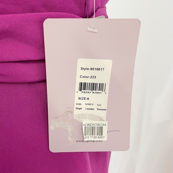 New JS Collections One Shoulder Column Evening Gown Hayley Cerise Black Size 6 - Picture 13 of 16